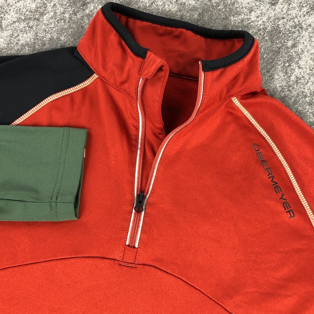 Obermeyer 1/4 Zip Pullover Sweater Boys XL Orange Active Outdoors Colorblock Ski